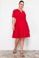 Plus Size Red Mini Knit Dress