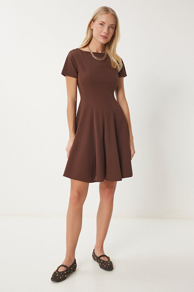 Brown Godeli Mini Woven Dress