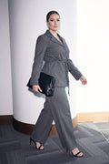 Charcoal Grey Belted Blazer & Trouser Set