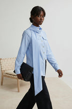 Striped Shawl Collar Detail Regular Fit Shirt