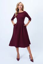 Double Pocket Midi Length Flared Dress