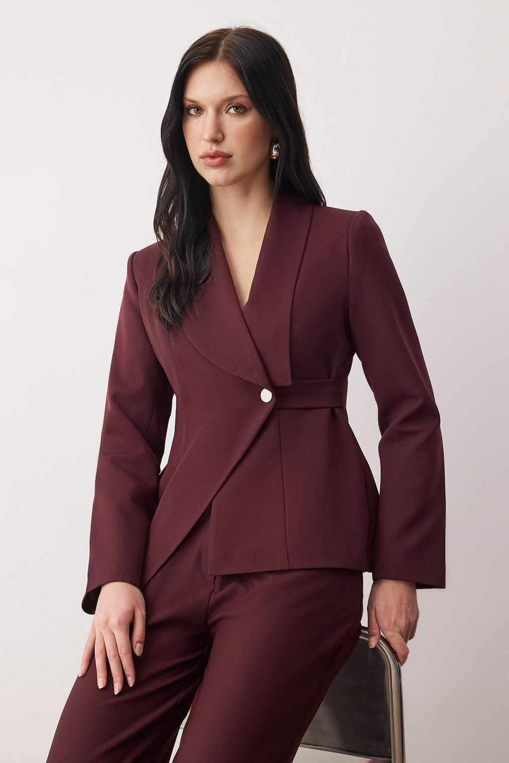 Plum Double-Breasted Blazer Set