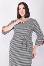 Plus Size Black and White Houndstooth Belted