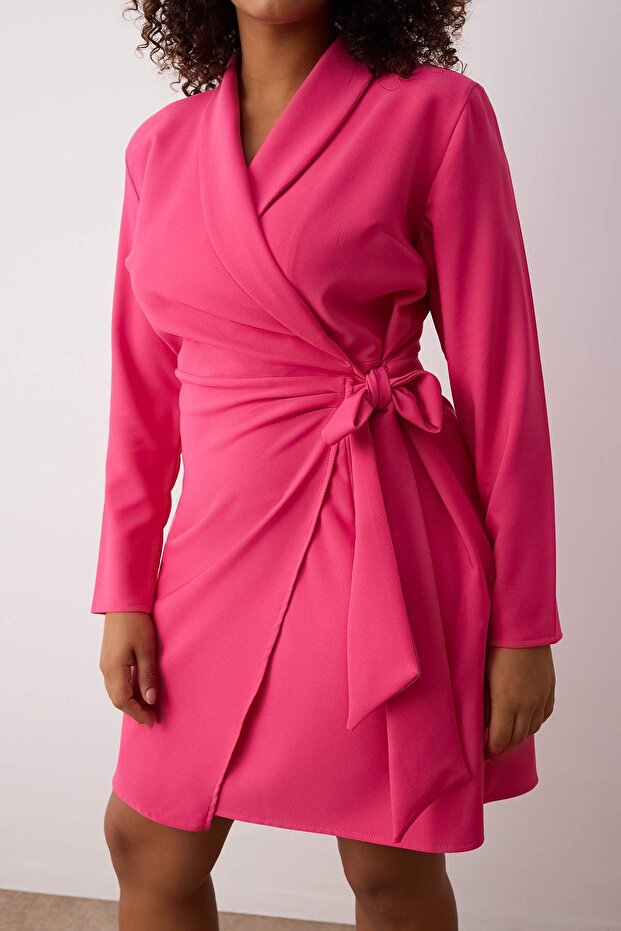 Fuchsia Straight Wrap Dress