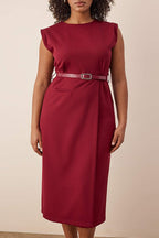 Burgundy Sleeveless Woven Midi Dress