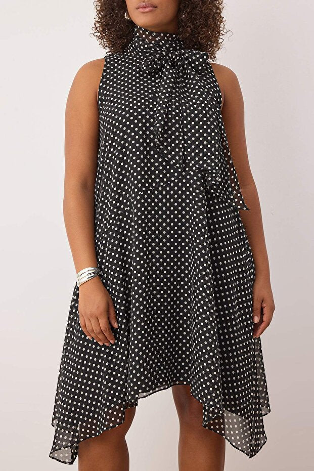 Black Polka Dot Halter Neck Dress