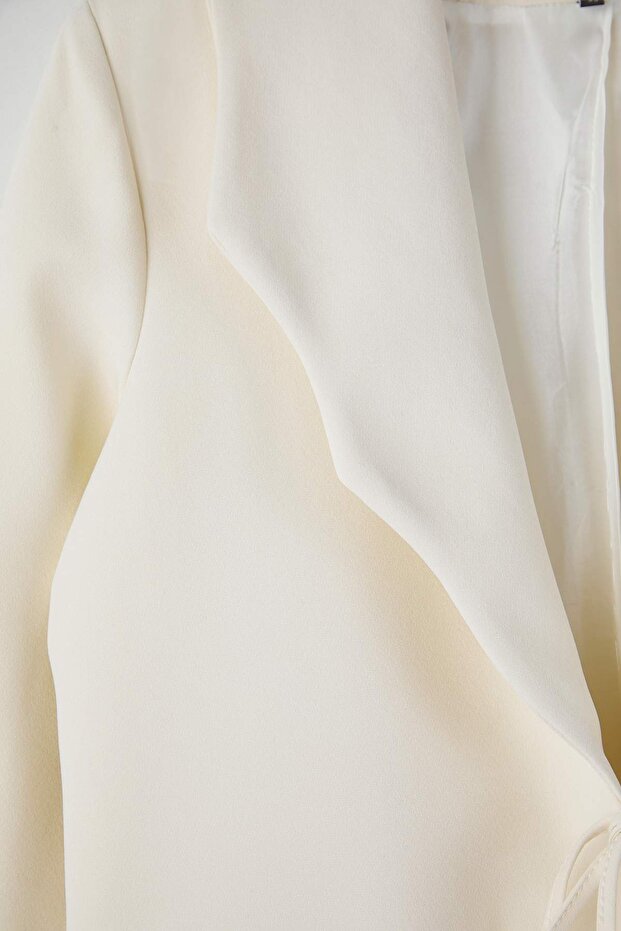 Off-white, tie-and-collar detailed woven jacket