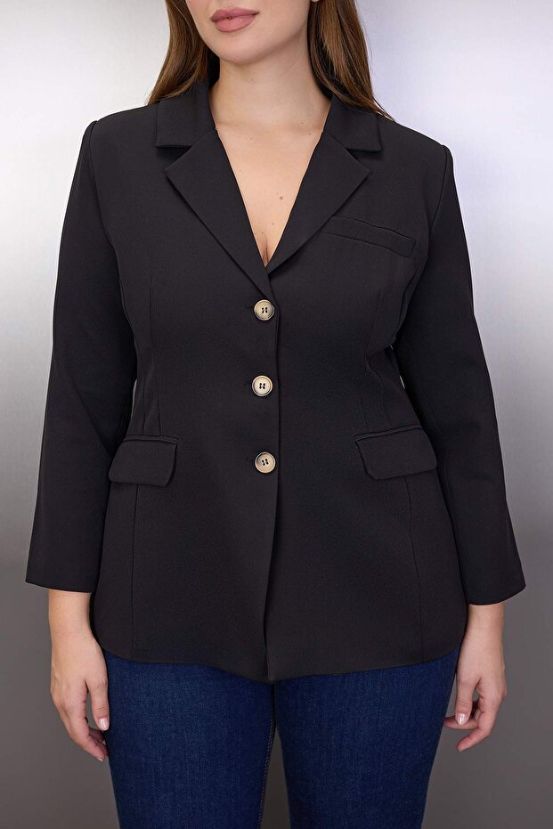 Black Plus Size Woven Jacket