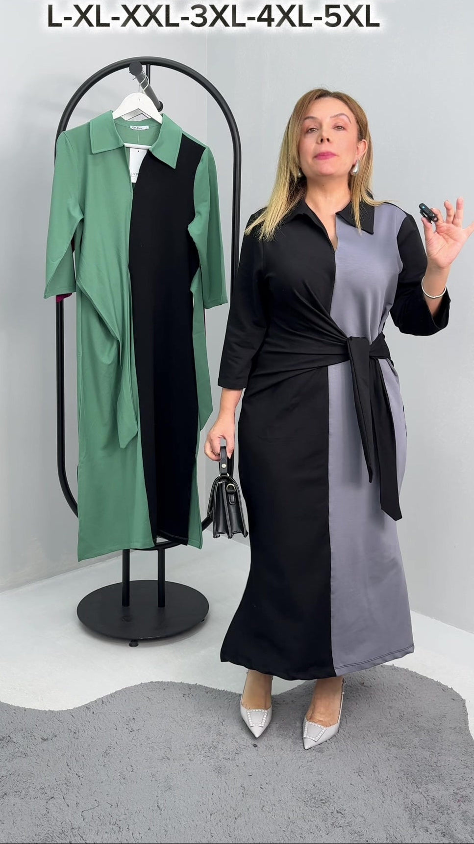 Plus Size Shirt Collar Tie Dress