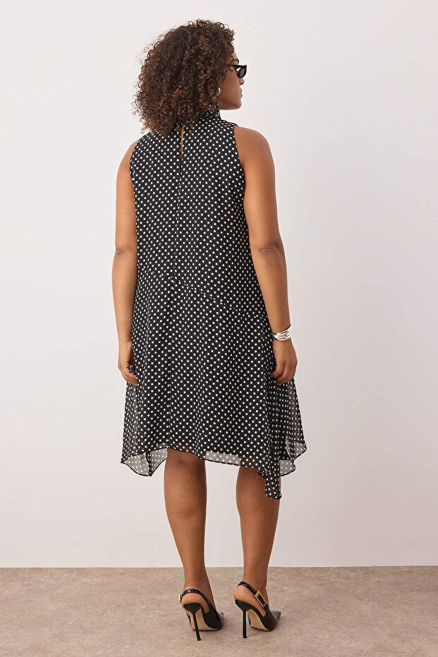 Black Polka Dot Halter Neck Dress