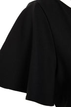 Black Fitted Midi Dress with Woven Sleeves