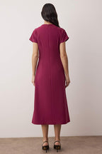 Magenta Twisted Waist Midi Dress