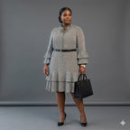 Ruffle-Hem Midi Dress (Without Belt)