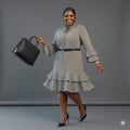 Ruffle-Hem Midi Dress (Without Belt)