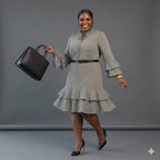 Ruffle-Hem Midi Dress (Without Belt)