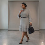 Ruffle-Hem Midi Dress (Without Belt)