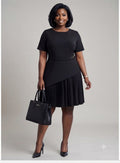 Black Pleated Buckle-Detail Dress