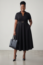 Black Belted Midi Dress