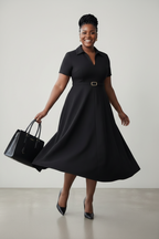 Black Belted Midi Dress