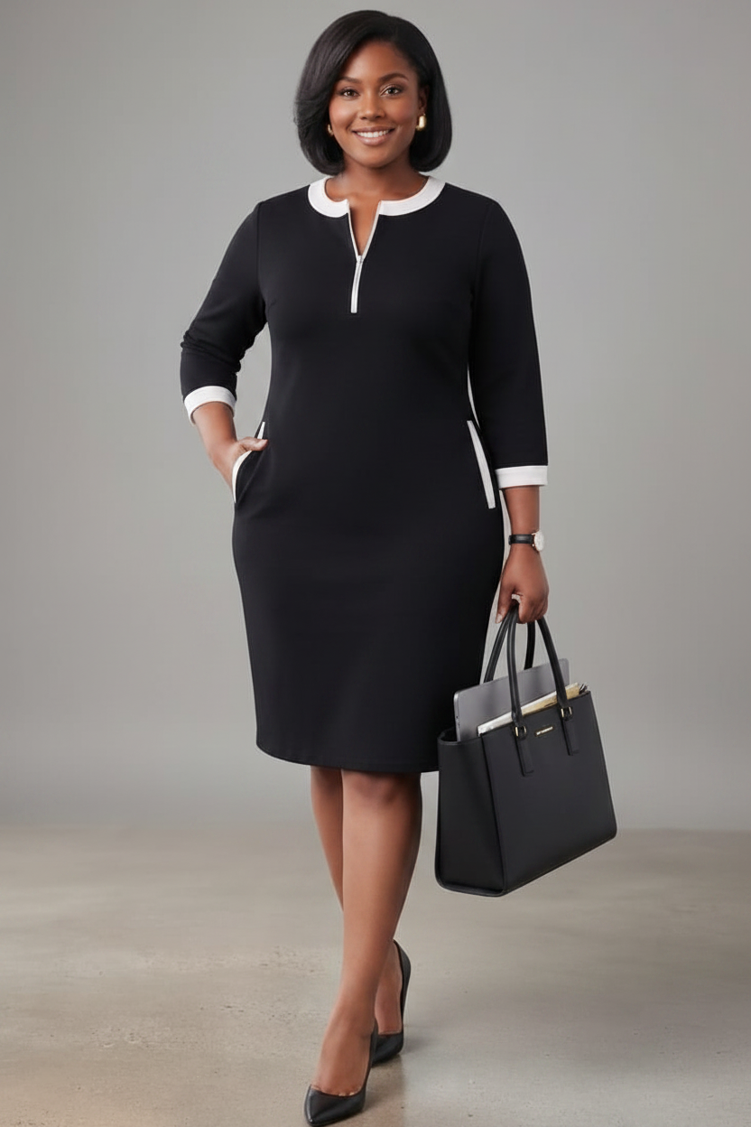 The Monochrome Contrast Shift Dress