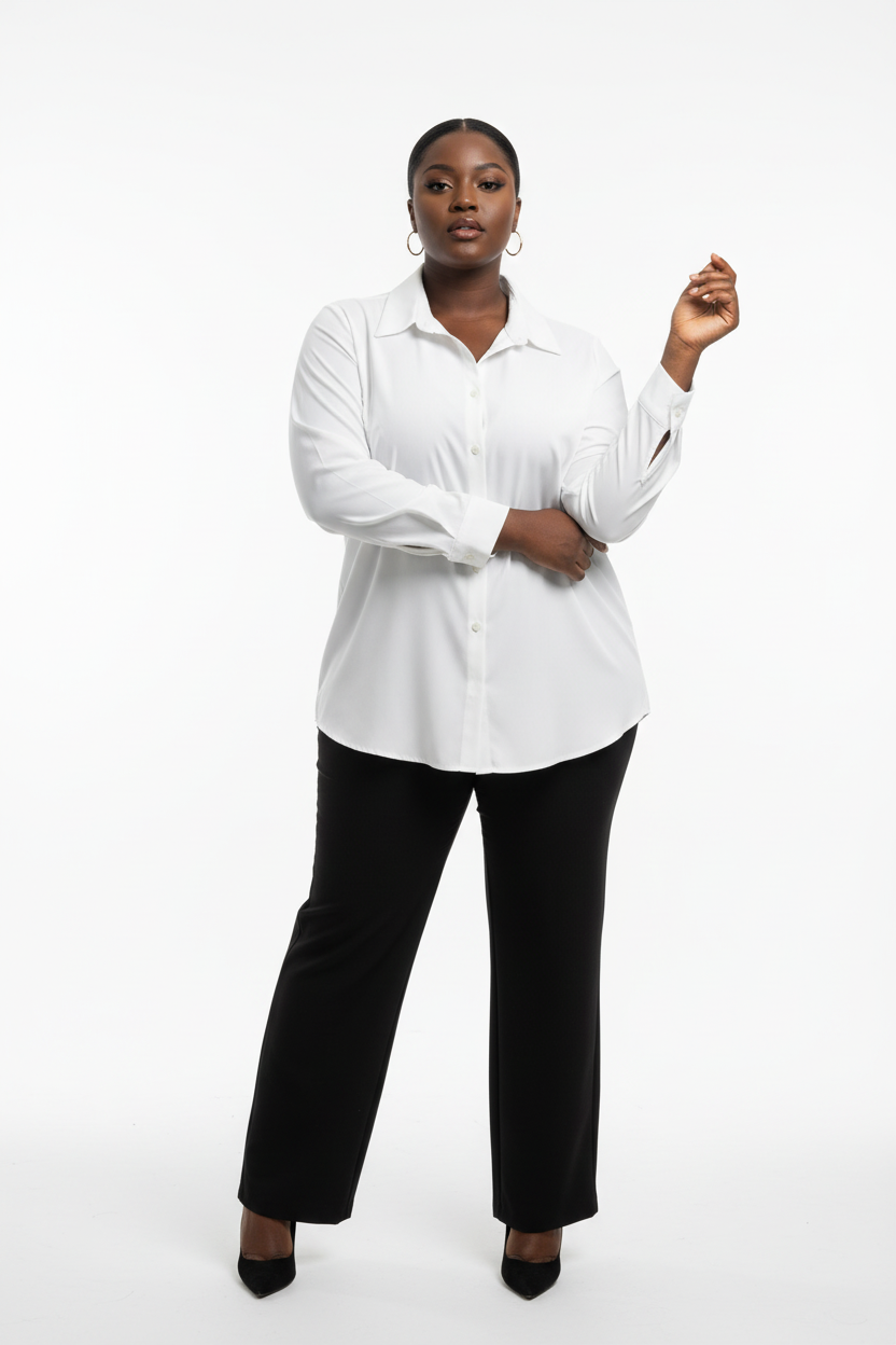 White Plus Size Office Shirt