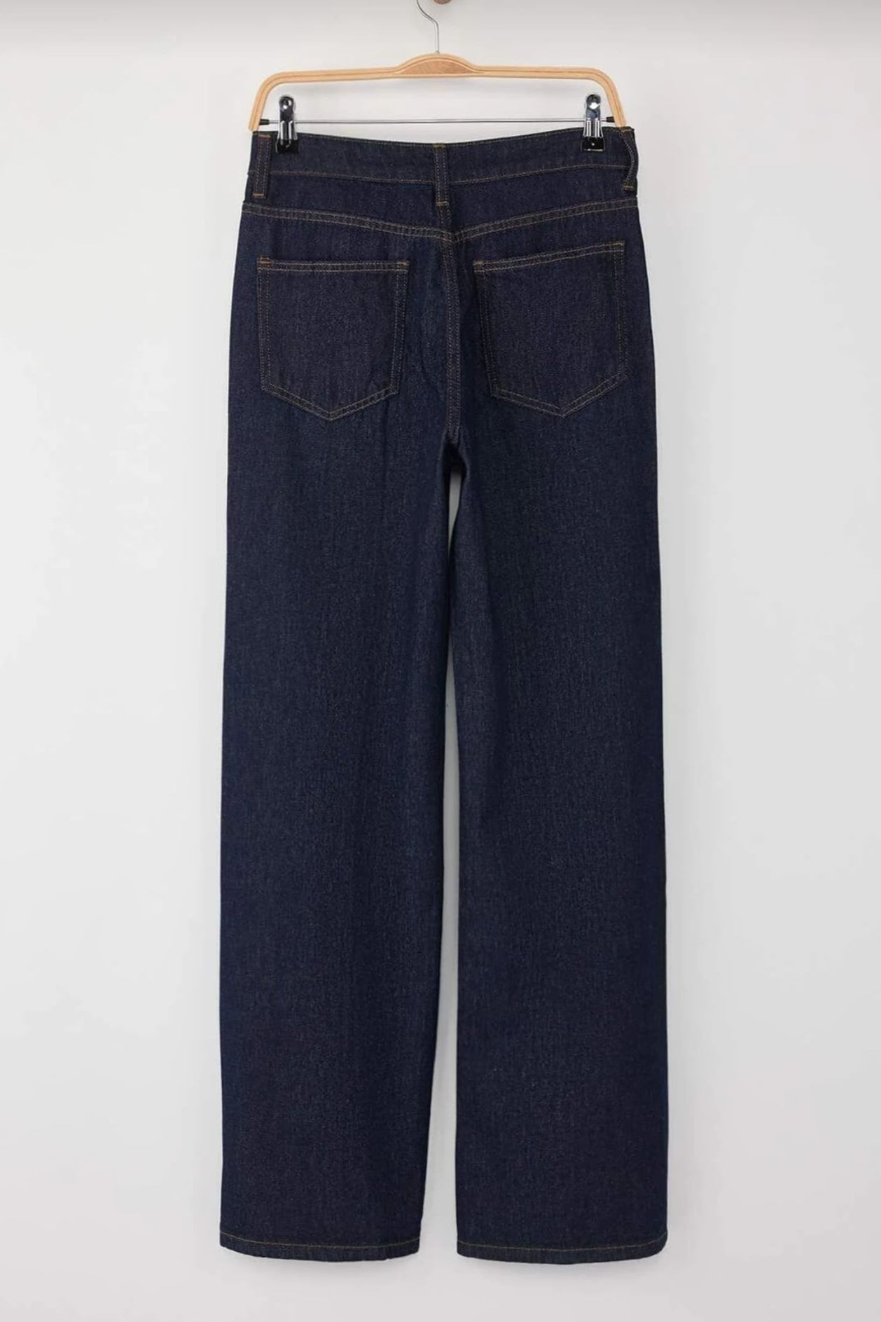 Special Collection Dark Blue Stitch Detailed High Waist Wide Leg Jeans