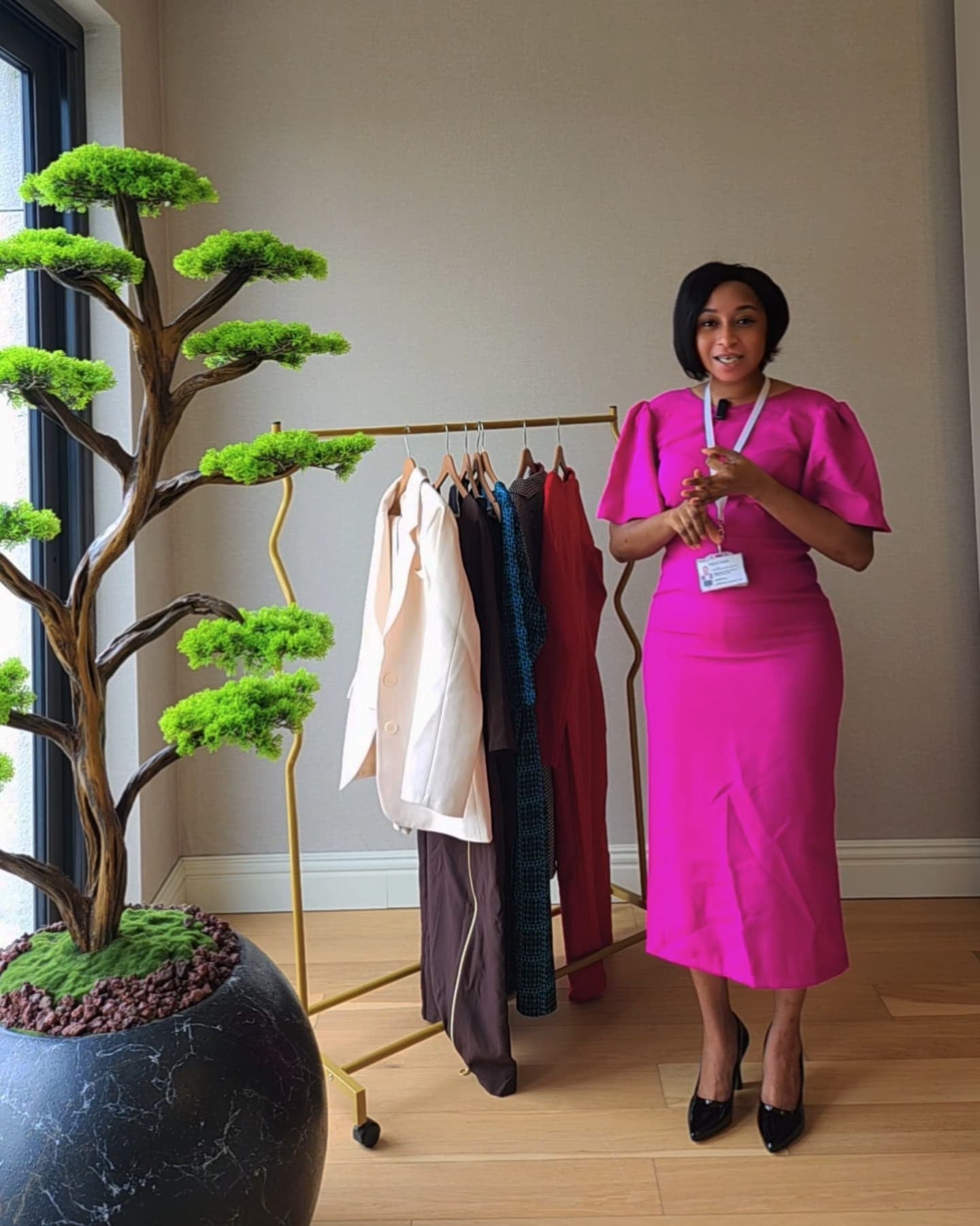 Fuchsia Flutter Sleeve Dress