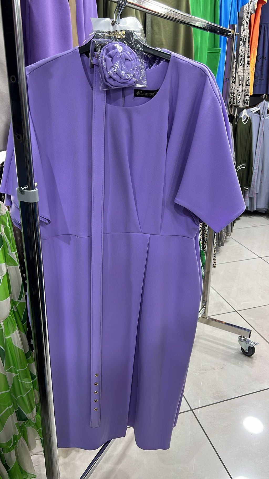 Lavender Belted Midi Dress