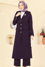 Deep Plum Longline Blazer & Tapered Trouser Set