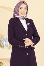 Deep Plum Longline Blazer & Tapered Trouser Set