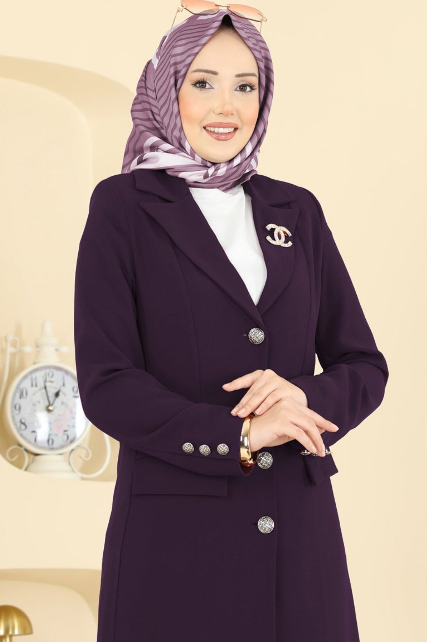 Deep Plum Longline Blazer & Tapered Trouser Set