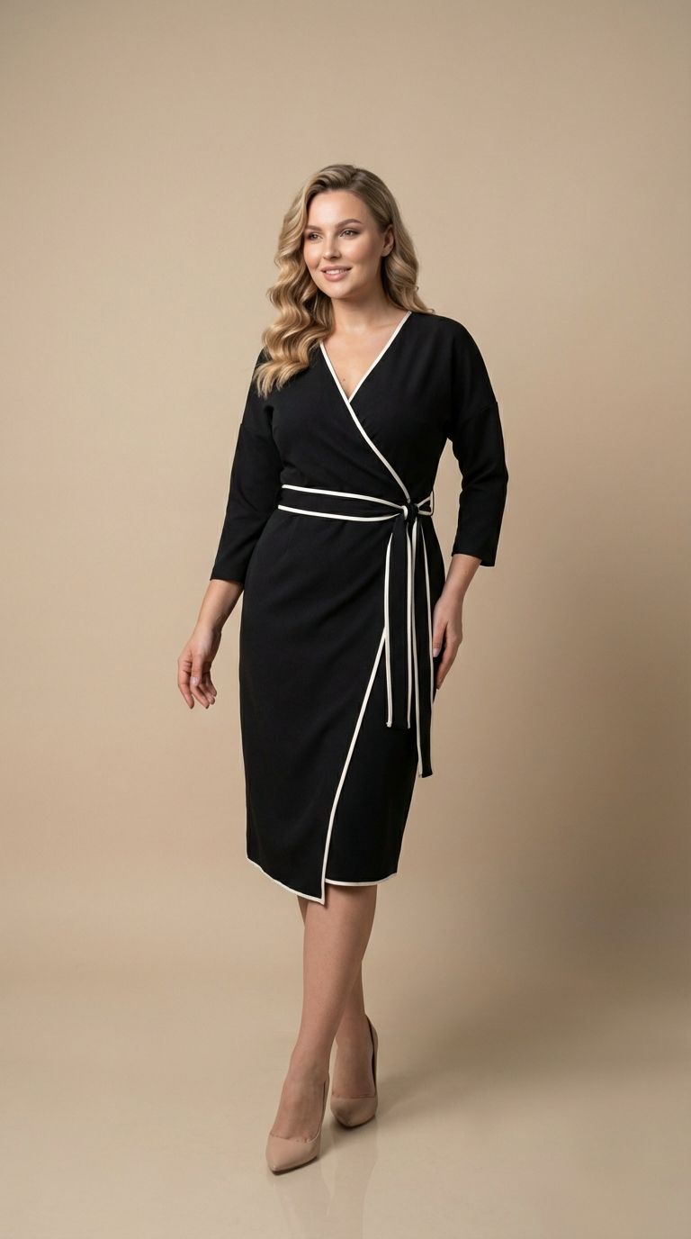 Midi Dress with Piping Detail