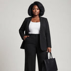 Plus Size Black Wide-Leg Power Suit
