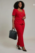 Red Power Suit Set