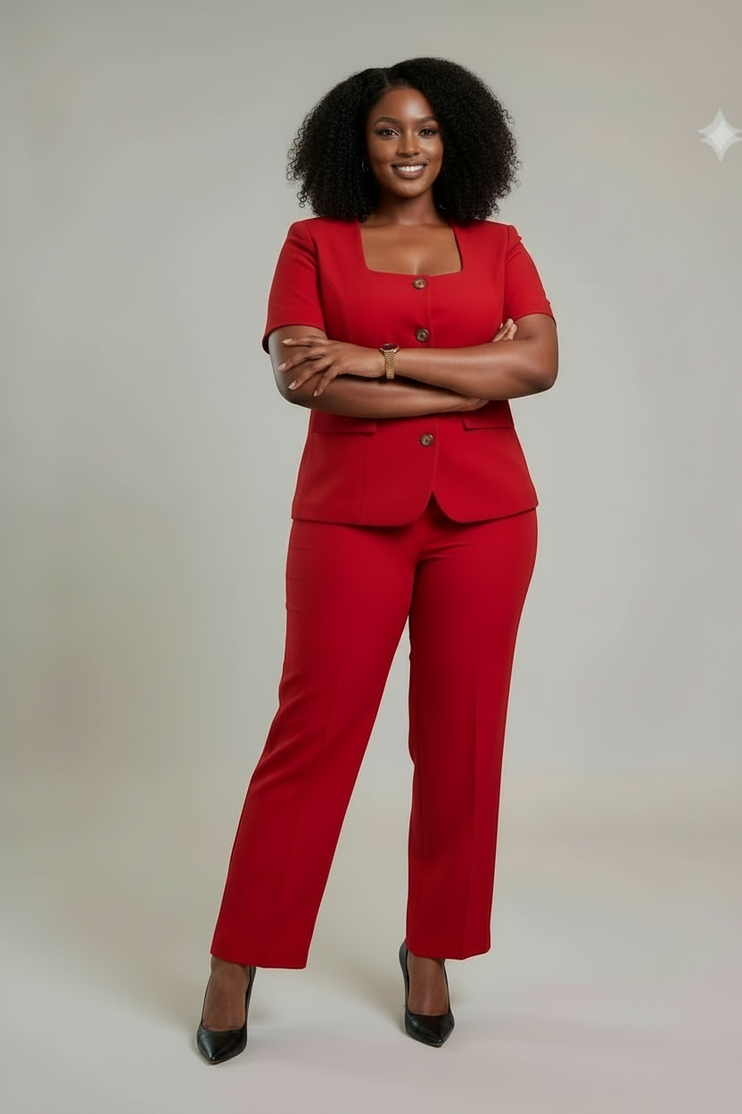 Red Power Suit Set