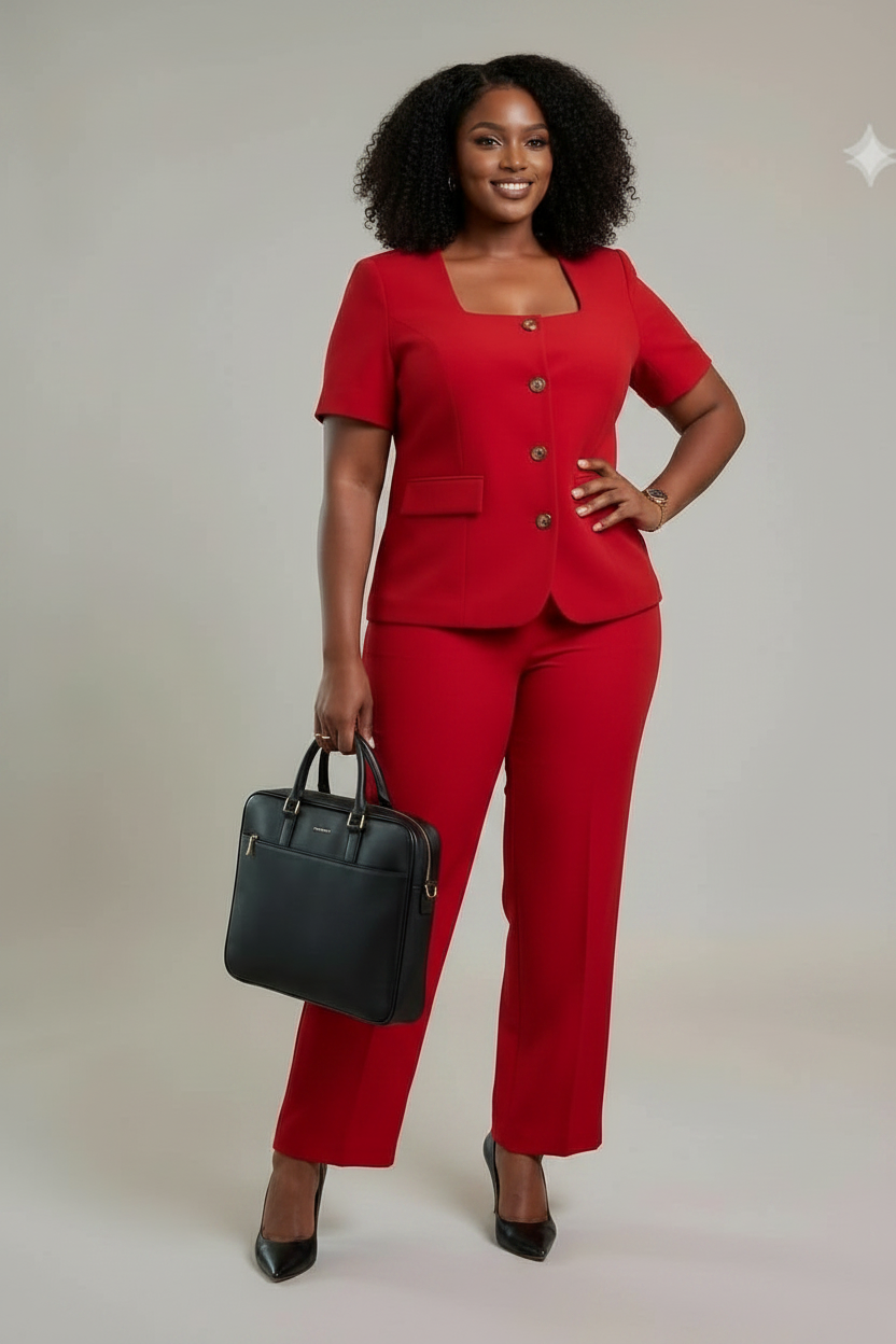 Red Power Suit Set