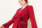 Crimson Floral Brooch Blazer & Trouser Set