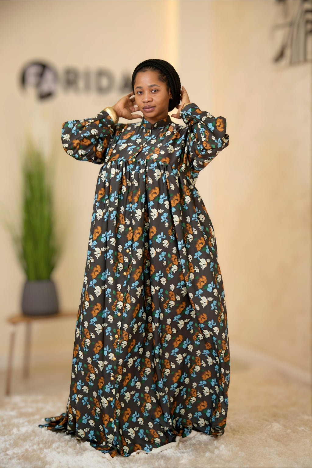 Black Floral Button-Down Maxi Dress