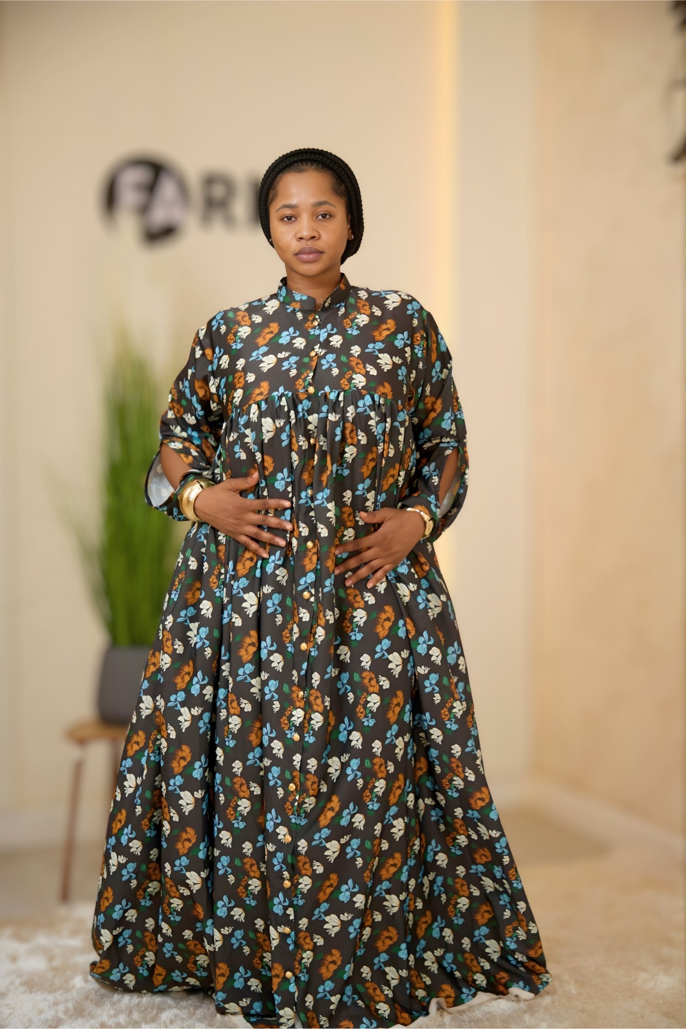 Black Floral Button-Down Maxi Dress