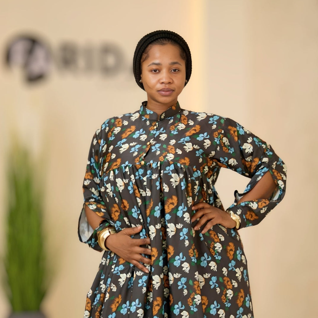 Black Floral Button-Down Maxi Dress