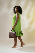 Olive Green Pleated Hem Dress