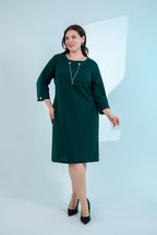 Emerald Green Chain-Detail Shift Dress