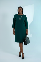 Emerald Green Chain-Detail Shift Dress