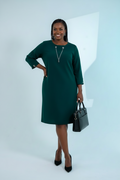 Emerald Green Chain-Detail Shift Dress