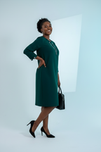 Emerald Green Chain-Detail Shift Dress