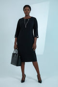 Chain-Detail Black Midi Dress