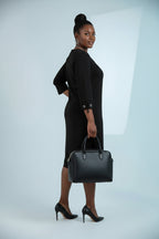 Chain-Detail Black Midi Dress