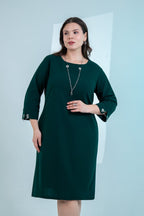 Emerald Green Chain-Detail Shift Dress