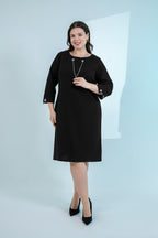 Chain-Detail Black Midi Dress
