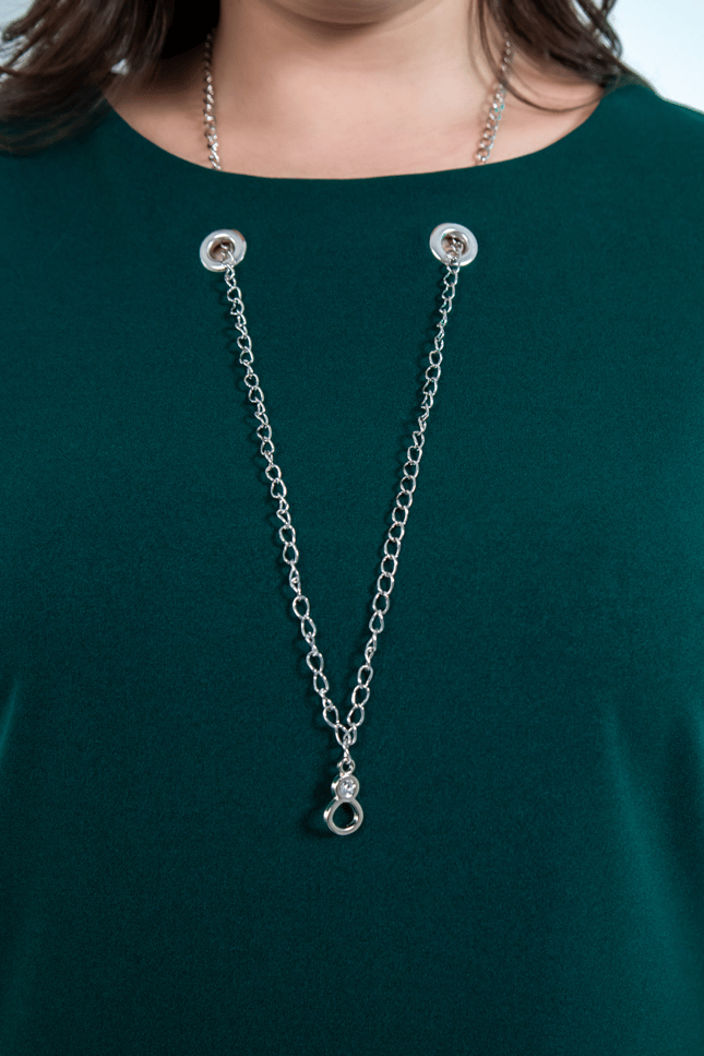 Emerald Green Chain-Detail Shift Dress